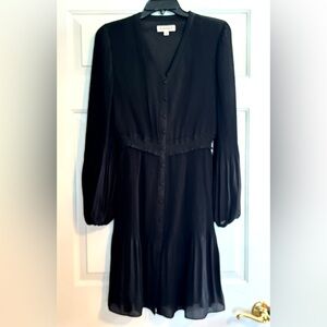 Nanette Lepore Micro Pleated Bell Sleeve Black Women's Dress
